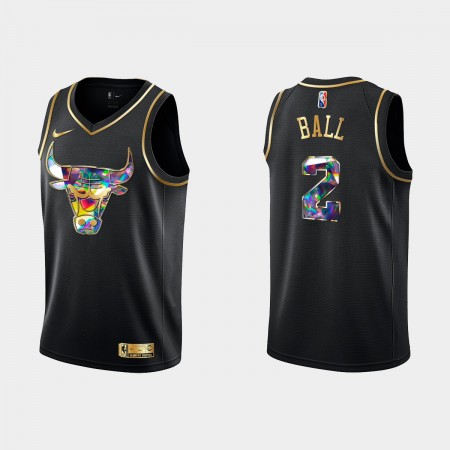 Herren NBA Chicago Bulls Trikot Lonzo Ball 2 Nike 2021-2022 Schwarz Golden Edition 75th Anniversary Diamond Swingman